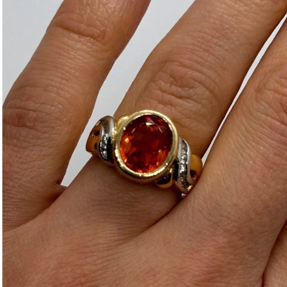 925 STERLING SILVER GOLD PLATED CZ RING SIZE 6
